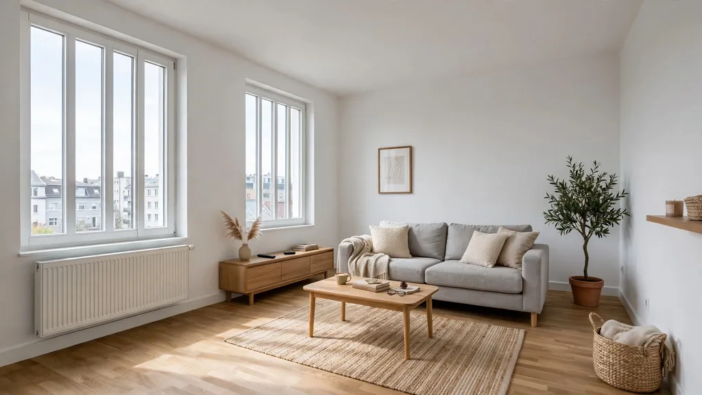 The same sample room with Scandinavian virtual furnishings