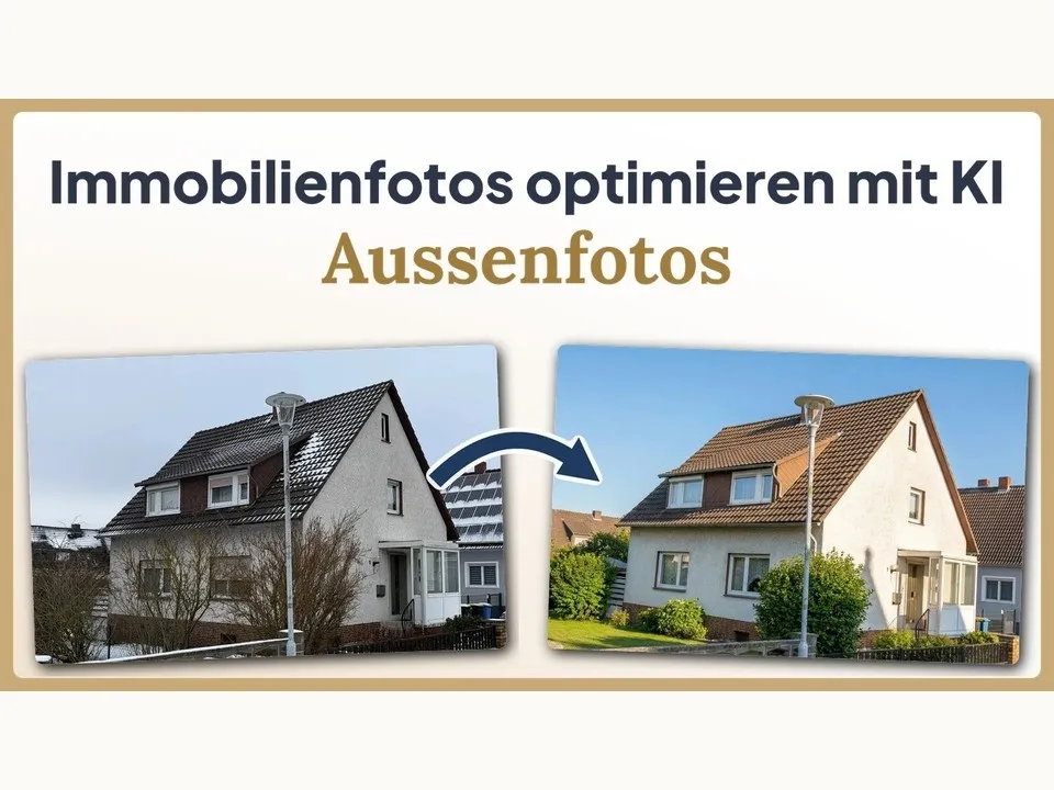 Vorschaubild: Immobilienfotos mit KI optimieren: Außenaufnahmen verbessern (Immopix.ai)