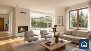 Video still: living room with fireplace
